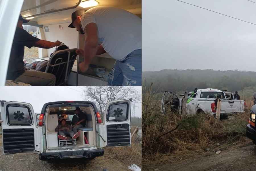 Aparatosa volcadura en la carretera Victoria-Monterrey deja al menos 3 heridos