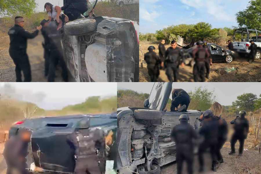 Así fue el momento exacto en el que la Guardia Estatal auxilió a dos mujeres tras sufrir volcadura en Abasolo, Tamaulipas