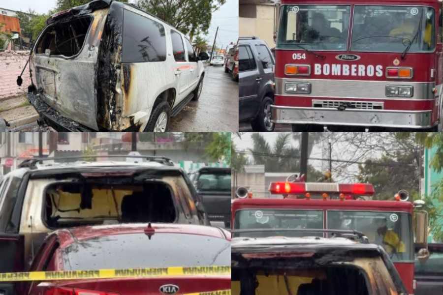 Cable de energía cae sobre autos y provoca incendio en Matamoros, Tamaulipas