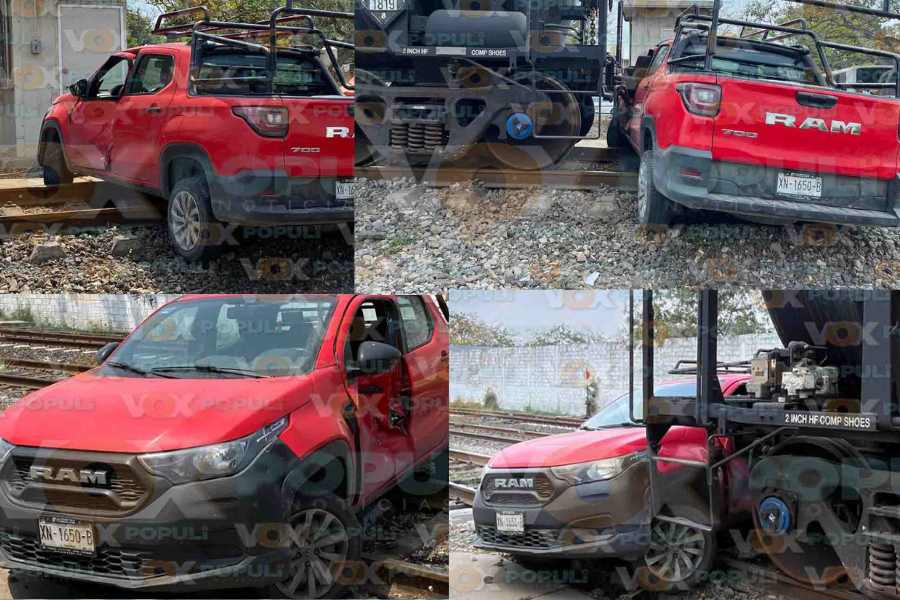 Camioneta es impactada por el tren en cruce de Miramar, en Altamira, Tamaulipas