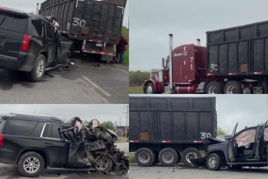 Camioneta y tráiler protagonizan accidente en Matamoros, Tamaulipas