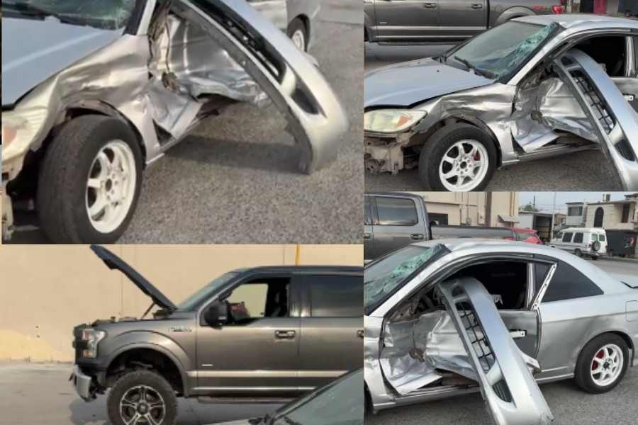 Choque entre camioneta y automóvil deja daños materiales en Matamoros, Tamaulipas