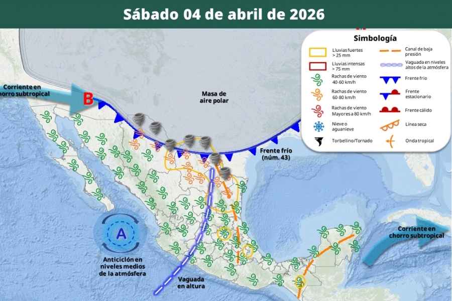 Clima México sábado 04 de abril 2026