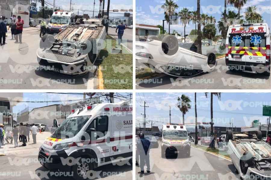 Conductor a exceso de velocidad protagoniza aparatosa volcadura en Ciudad Victoria, Tamaulipas