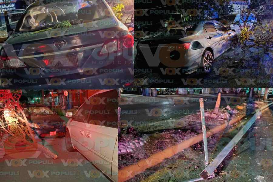 Conductor provoca destrozos y abandona su auto en Altamira, Tamaulipas