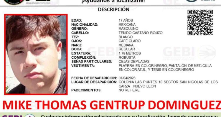 Desaparece jovencito en San Nicolás, Nuevo León; piden ayuda para encontrarlo