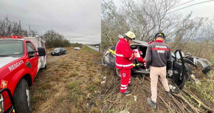 Dos mujeres resultan lesionadas tras volcadura en Montemorelos, Nuevo León