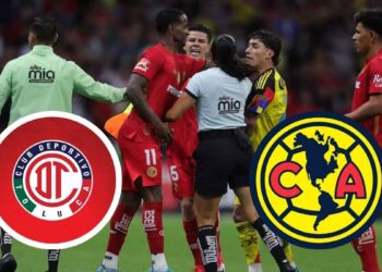 El partido del América vs Toluca pelea Helinho