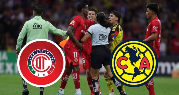 El partido del América vs Toluca pelea Helinho