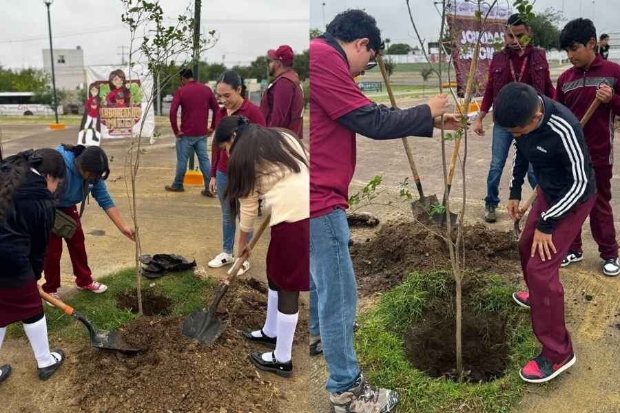 Estudiantes participan en jornada de reforestación en Nuevo Laredo, Tamaulipas