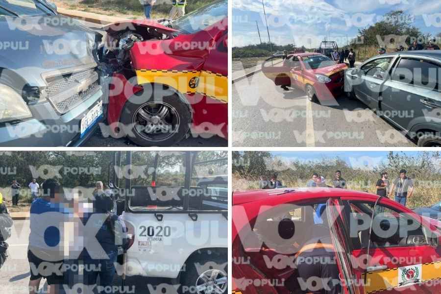 Fuerte choque frontal deja siete lesionados en Altamira, Tamaulipas