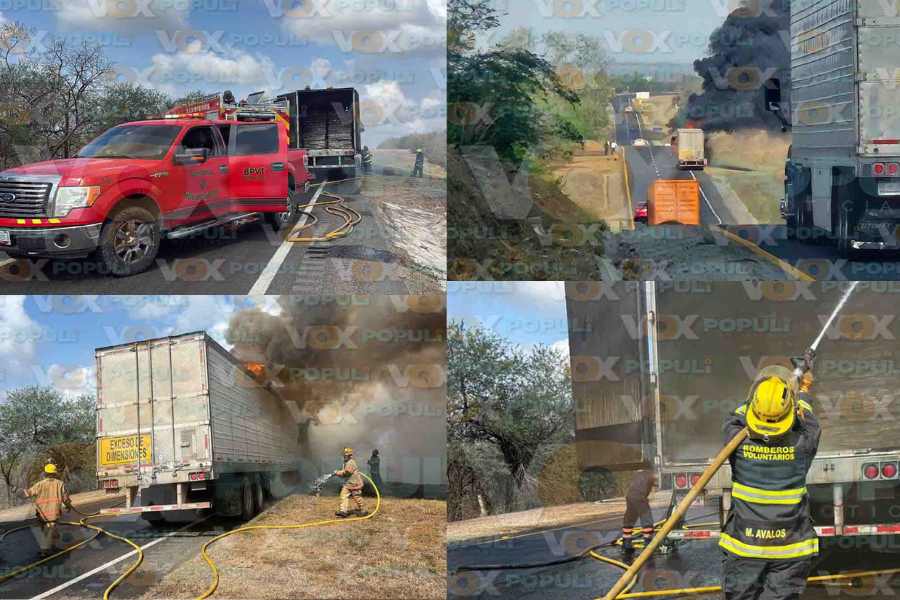 Incendio de tráiler moviliza a bomberos en Altamira, Tamaulipas