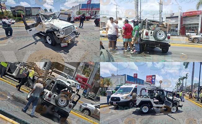 Jeep vuelca en plena prolongación de la Avenida Hidalgo en Tampico, Tamaulipas