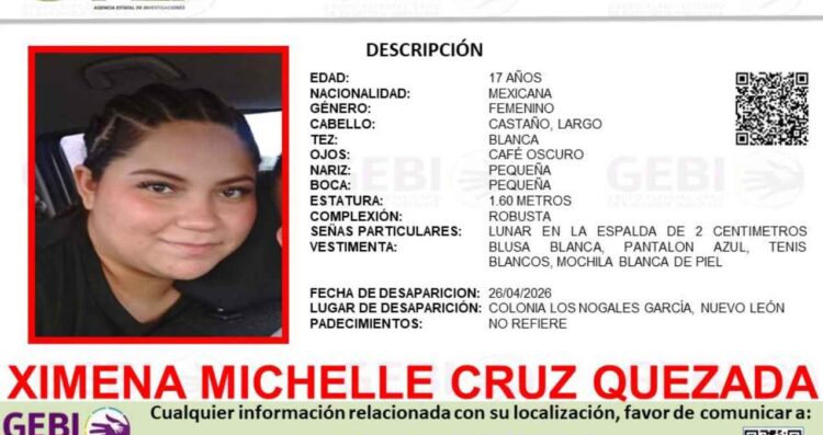 Jovencita desaparece tras salir de su domicilio en García, Nuevo León