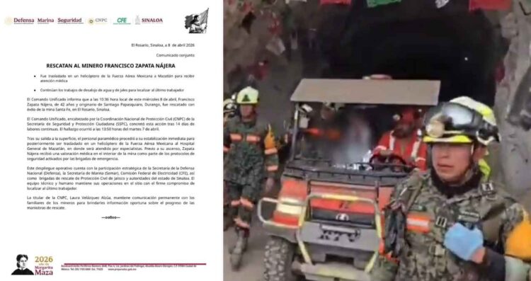 Localizan con vida a trabajador tras derrumbe en la mina Santa Fe en Sinaloa