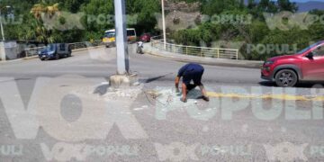 Motociclista queda lesionado tras engancharse con una varilla y derrapar en Ciudad Victoria, Tamaulipas