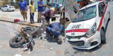 Motociclista sufre fractura al colisionar con automóvil en Altamira, Tamaulipas