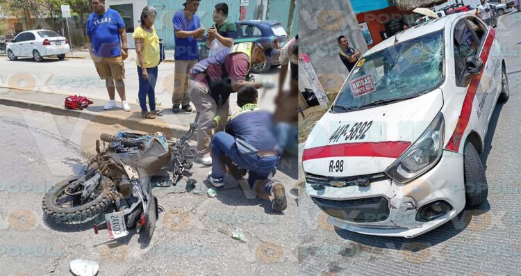 Motociclista sufre fractura al colisionar con automóvil en Altamira, Tamaulipas