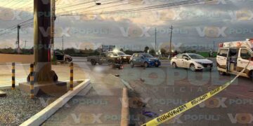 Muere motociclista tras choque con transporte de personal de Senda City en Reynosa, Tamaulipas