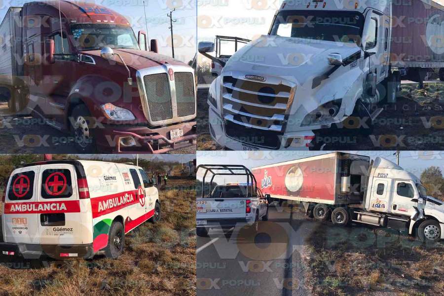 Neblina provoca fuerte accidente entre traileres y vehículo en Güémez, Tamaulipas 