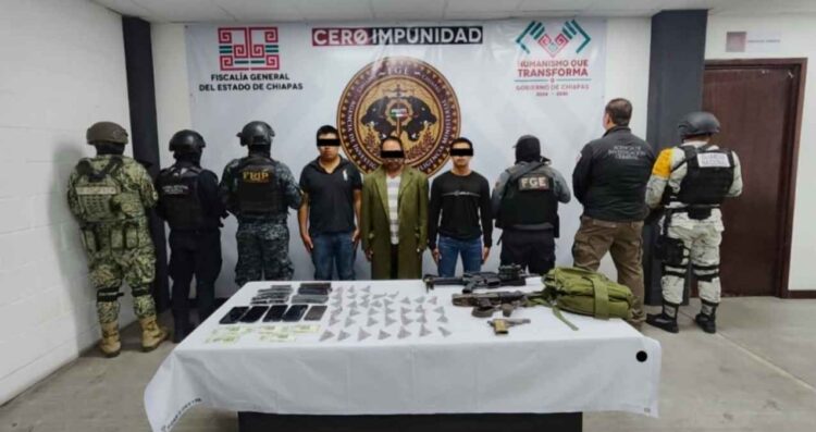 Operativo conjunto deja tres detenidos y armas aseguradas en Chiapas