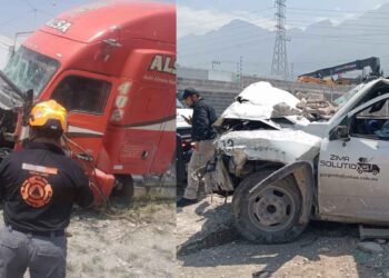 Tráiler se queda sin frenos y ocasiona fatal choque múltiple en Santa Catarina, NL; hay una persona sin vida