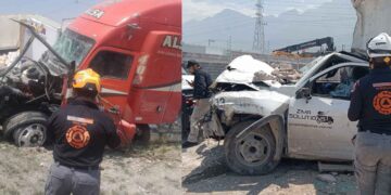 Tráiler se queda sin frenos y ocasiona fatal choque múltiple en Santa Catarina, NL; hay una persona sin vida