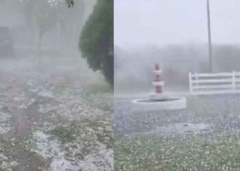 (VIDEO) Se registra fuerte caída de granizo en Montemorelos, Nuevo León