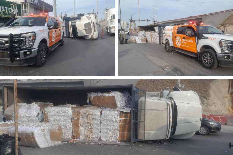 Vuelca tráiler en Apodaca (1)