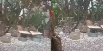 caída de granizo en Galeana