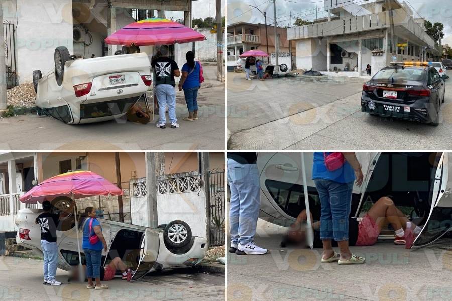 volcadura en La Borreguera en Tampico