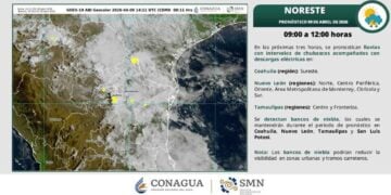 ¿A qué hora comenzarán las lluvias este jueves 9 de abril en Monterrey, Nuevo León?