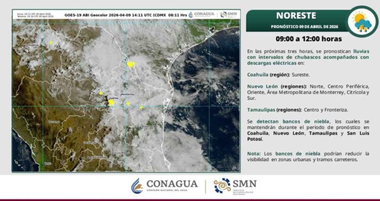 ¿A qué hora comenzarán las lluvias este jueves 9 de abril en Monterrey, Nuevo León?