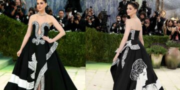 Anne Hathaway destaca en la Met Gala 2026 con un vestido inspirado en el arte clásico