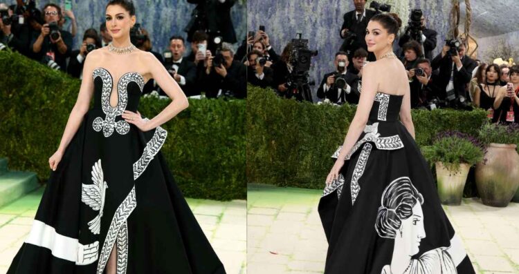 Anne Hathaway destaca en la Met Gala 2026 con un vestido inspirado en el arte clásico