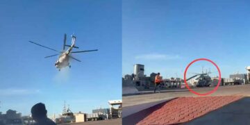 Así fue el aterrizaje de emergencia de un helicóptero de la Marina tras una falla mecánica en Mazatlán, Sinaloa