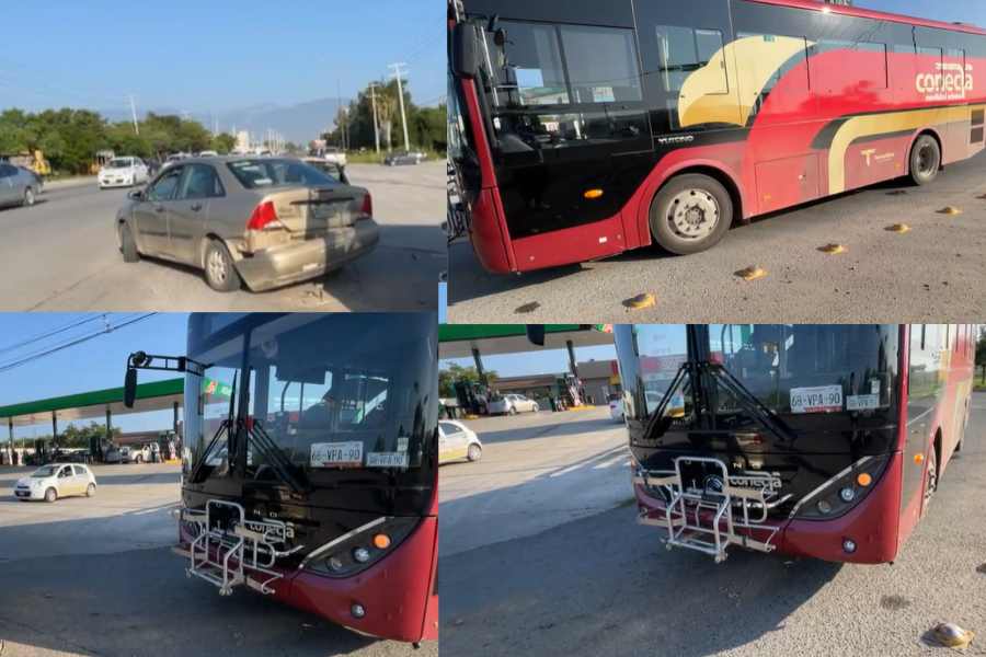 Autobús de Ruta Conecta choca contra auto en Ciudad Victoria, Tamaulipas