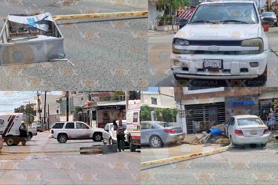 Automóvil termina contra poste tras choque en Ciudad Madero, Tamaulipas