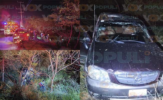 Automovilista queda lesionado al perder el control y caer en un barranco en Altamira, Tamaulipas