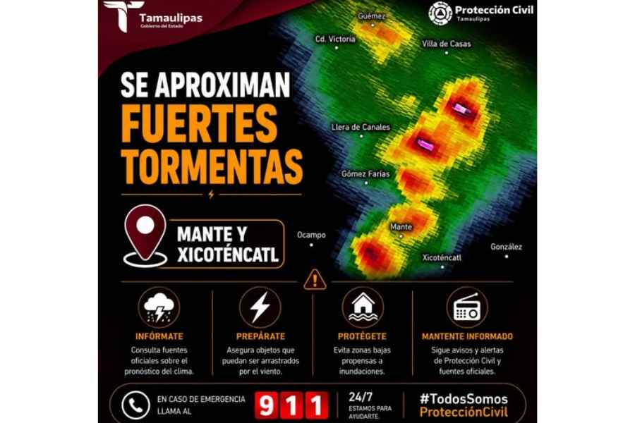 fuertes tormentas en Tamaulipas
