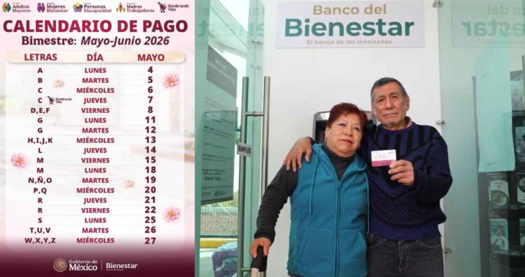 Calendario OFICIAL de pagos de la Pensión Bienestar 2026 del bimestre mayo-junio
