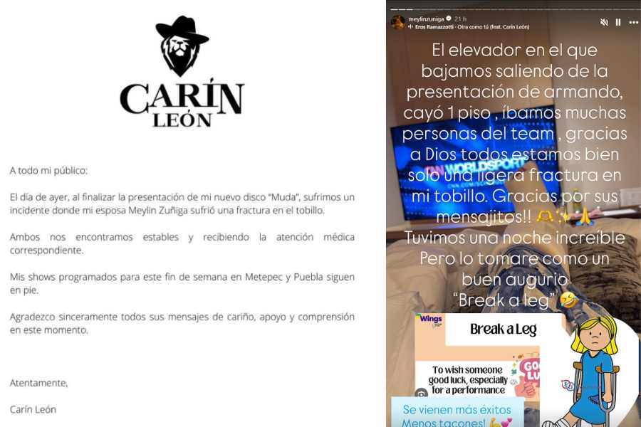 Carín León lanza comunicado tras sufrir accidente junto a su esposa