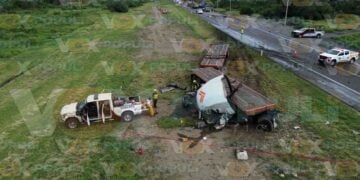 Choque entre tráileres deja un operador sin vida en Victoria-Zaragoza en Tamaulipas