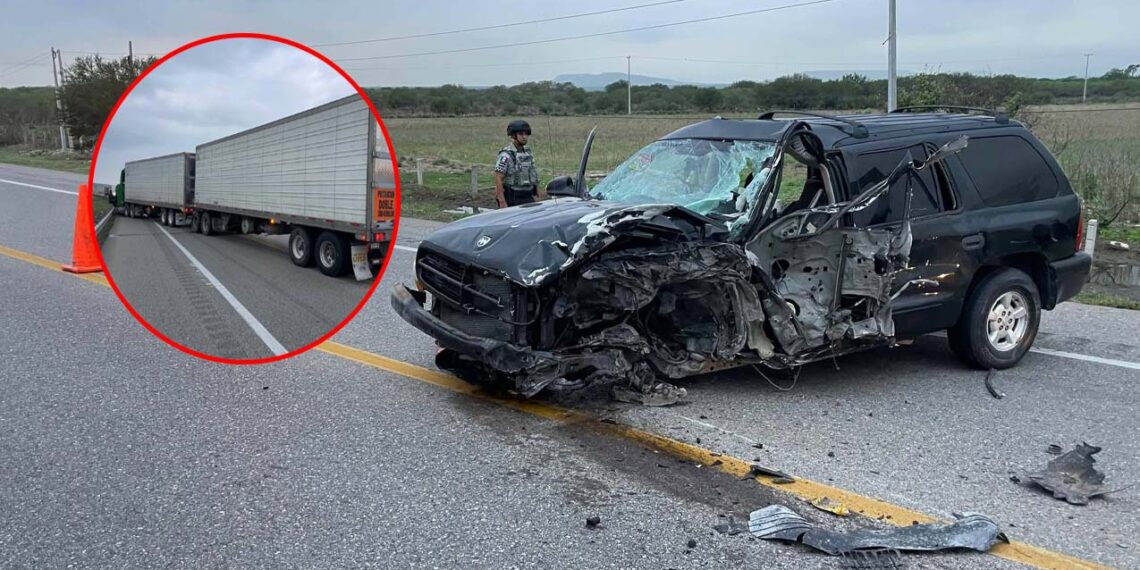 Choque entre tráiler y camioneta deja un lesionado en Llera
