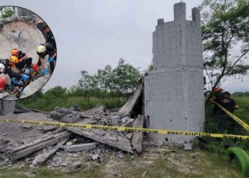 Colapso de estructura deja a un hombre atrapado en Guadalupe, Nuevo León