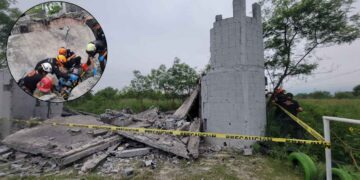 Colapso de estructura deja a un hombre atrapado en Guadalupe, Nuevo León