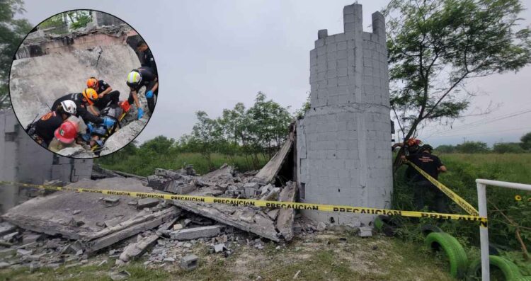Colapso de estructura deja a un hombre atrapado en Guadalupe, Nuevo León