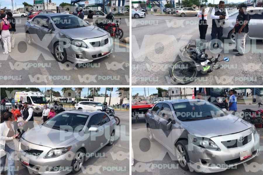 Conductora cierra el paso a motociclista y lo deja lesionado en Ciudad Victoria, Tamaulipas