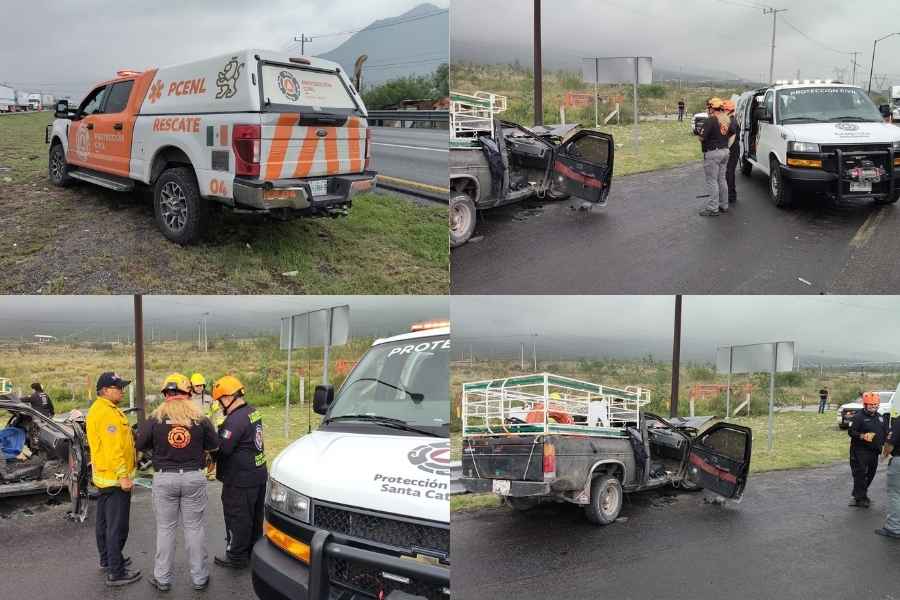Fuerte accidente en Santa Catarina, Nuevo León, deja dos personas prensadas