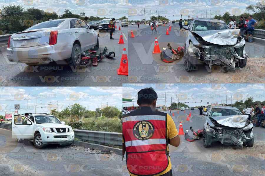Fuerte accidente en el Viaducto deja cuatro vehículos involucrados en Reynosa